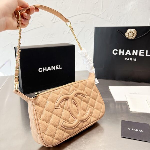 Chanel Timeless CC Crossbody Leather Shoulder Bag Beige