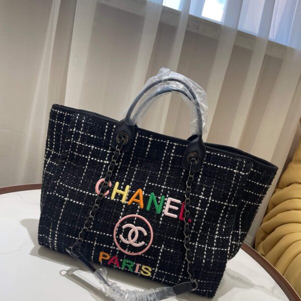 Chanel Tweed Medium Deauville Tote New Arrival Bag size