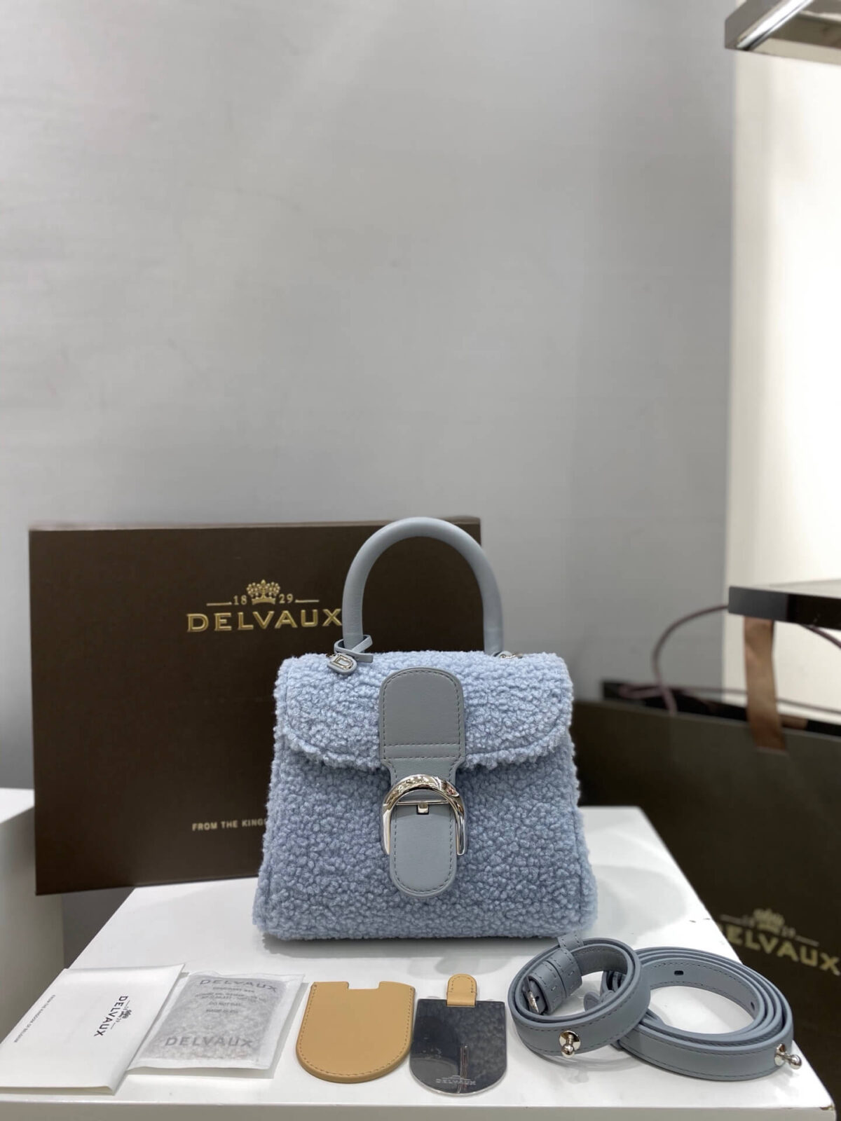 Delvaux Brillant Sweet Cloud Wool HandBag Ice Gray