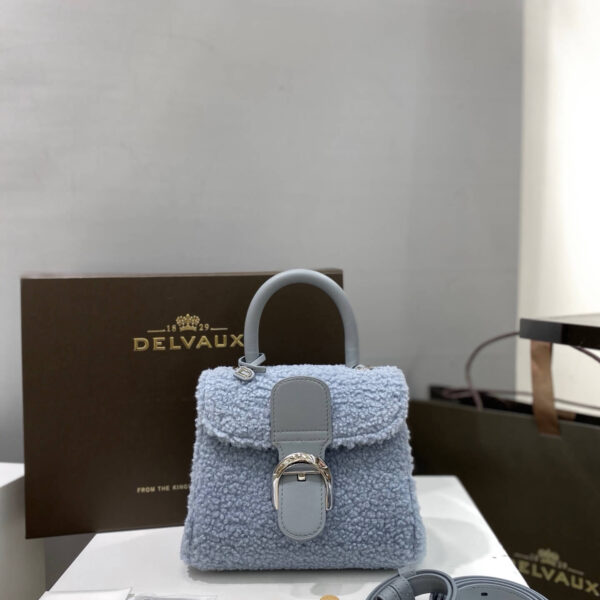 Delvaux Brillant Sweet Cloud Wool HandBag Ice Gray