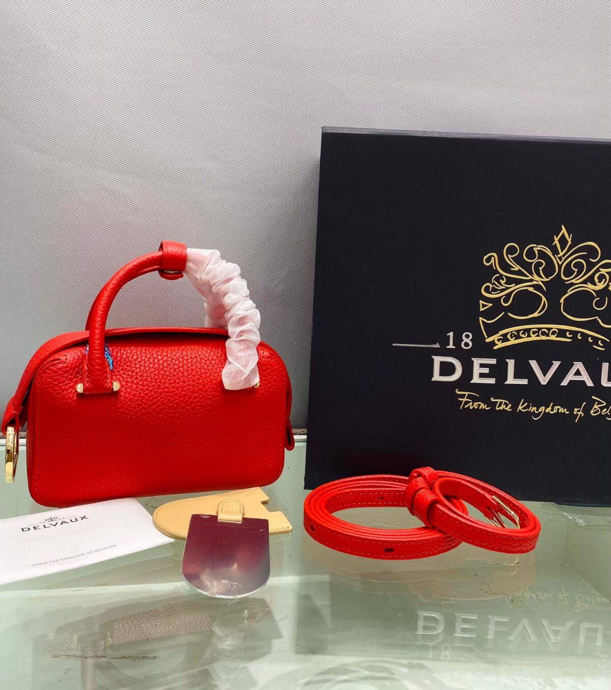 Delvaux Nano Cool Box Leather Red Bag