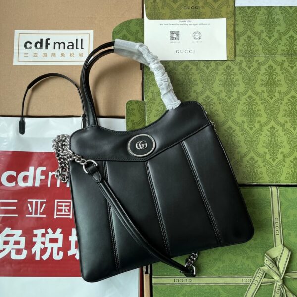 Gucci GG Petite Small Black Leather Tote Bag