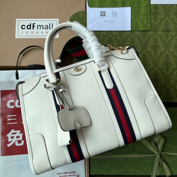 Gucci Off-White Exquisite Medium Bauletto Top Handle Bag