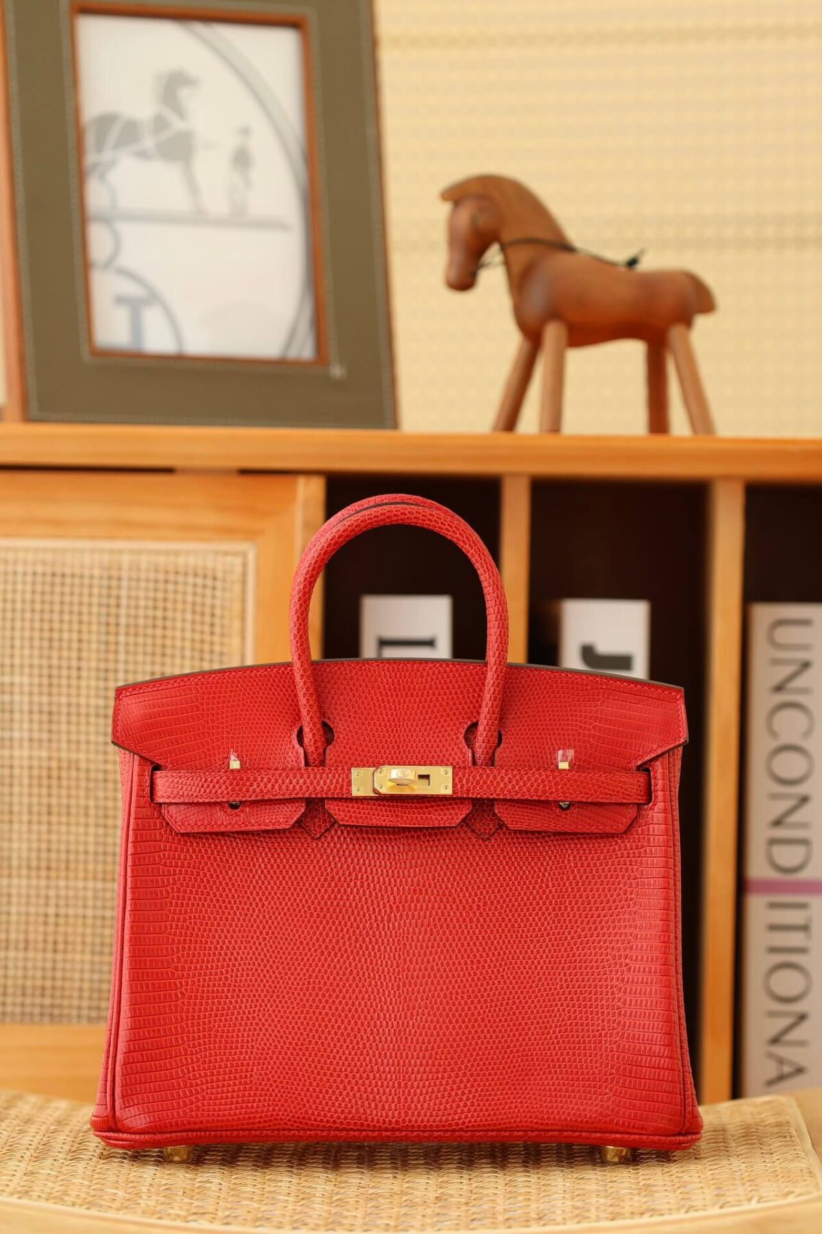 Hermes Rouge Garance Togo Birkin Leather Handbag