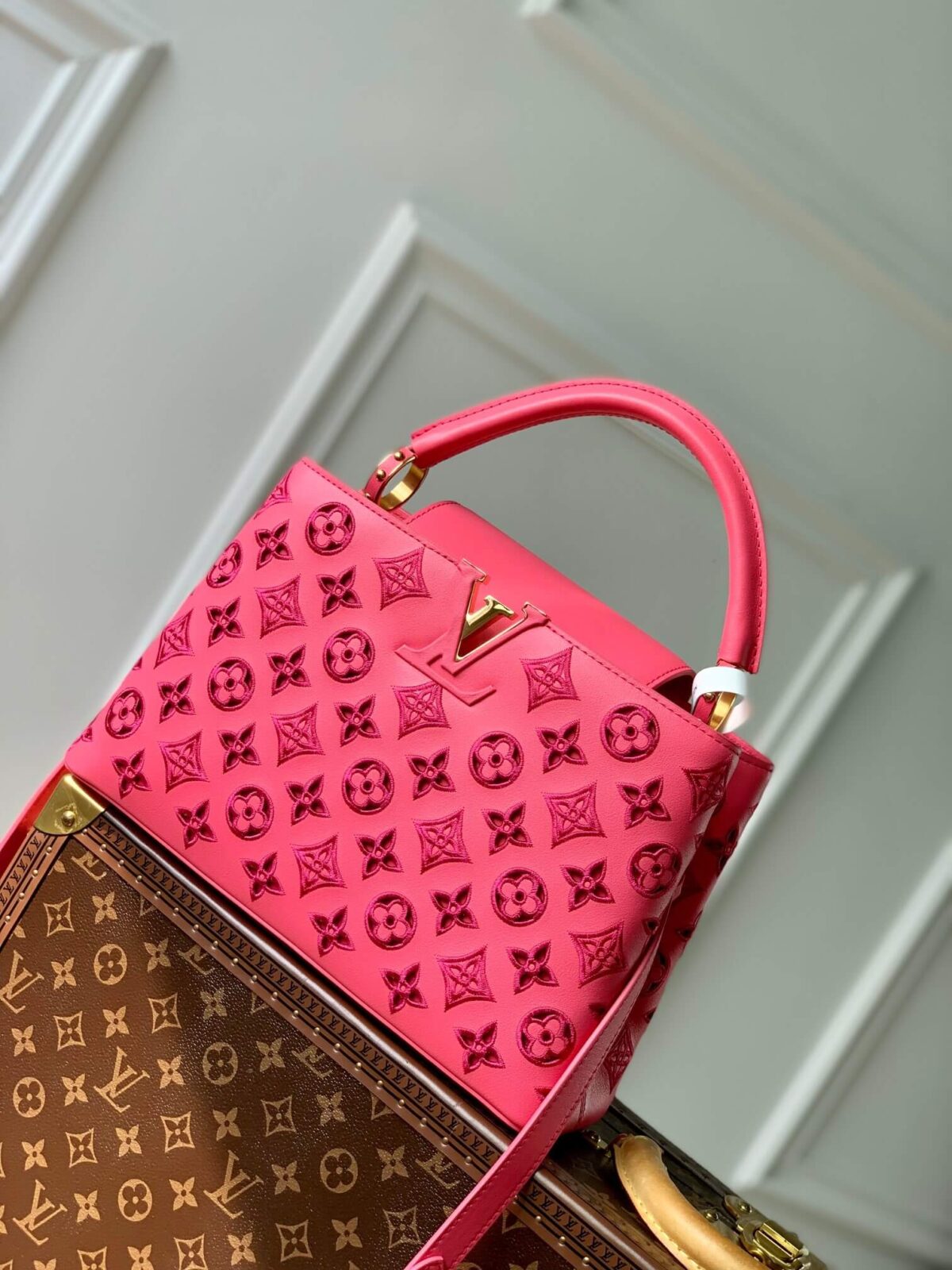 Louis Vuitton Broderie Anglaise Capucines Pink BB Handbag