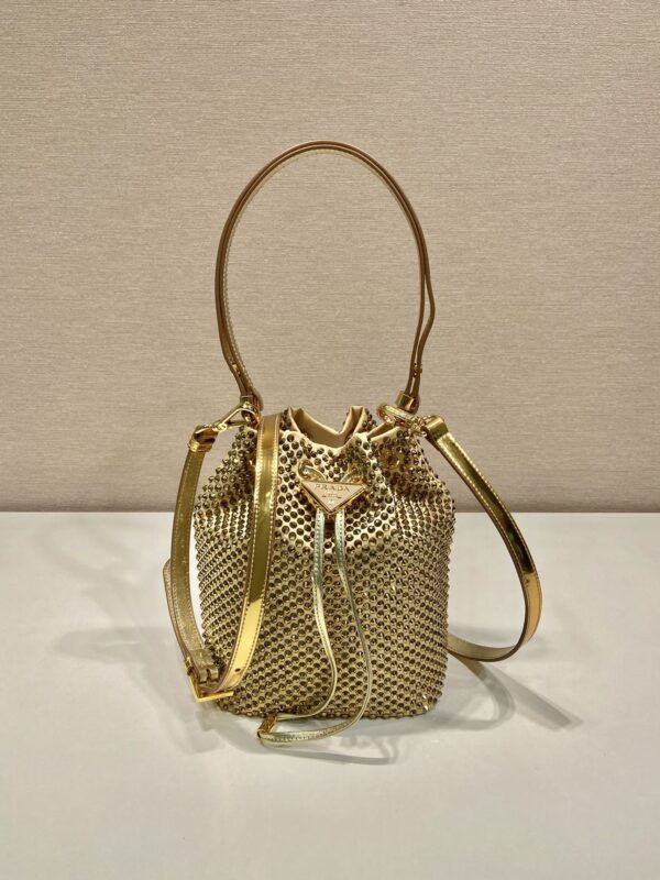 Prada Crystal Bucket Beautiful Gold Purse, Unlimited Edition