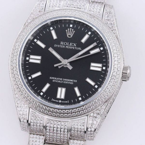 Rolex Designer Luxury Watch Quaity 41MM Shiny Diamonds Silver Case