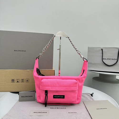 Balenciaga Raver Medium Chained Shoulder Bag With Fluo Pink