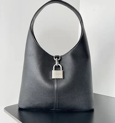 Balenciaga Women's Black Lock-detailed Leather Hobo Bag