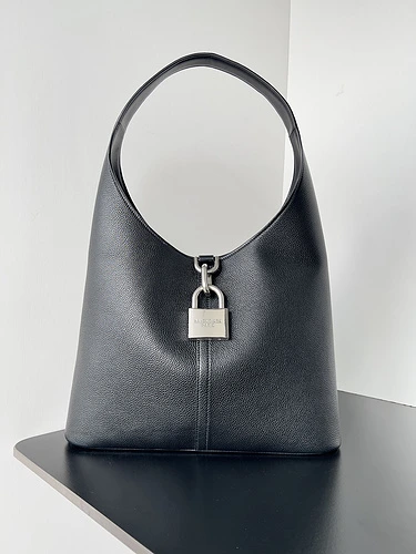 Balenciaga Women's Black Lock-detailed Leather Hobo Bag