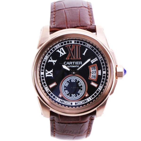 Cartier Calibre Rose Gold Brown Dial Automatic Mens Watch