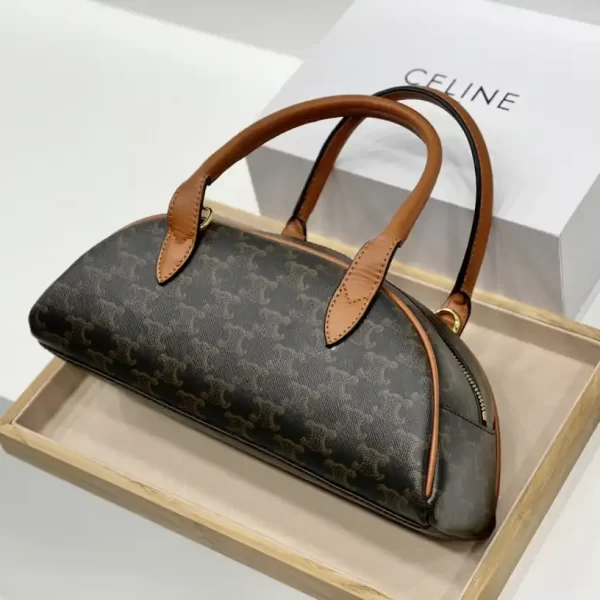 Celine Medium Teckel in Triomphe Canvas and Calfskin Leather Bag