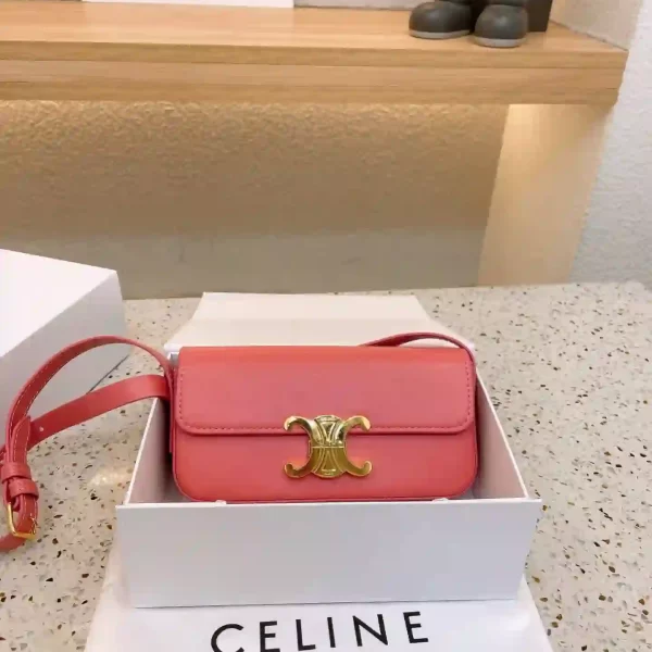 Celine Triomphe In Shiny Calfskin Chain Shoulder Bag