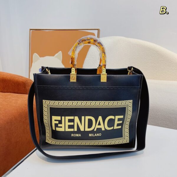 Fendi Versace Fendace Black Convertible Large Shopping Tote