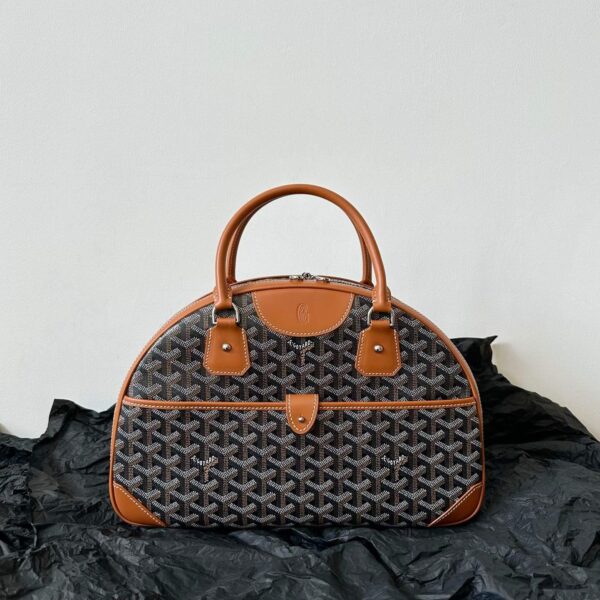 Goyard Brown Black Coated Saint Jeanne Satchel Bowler Bag