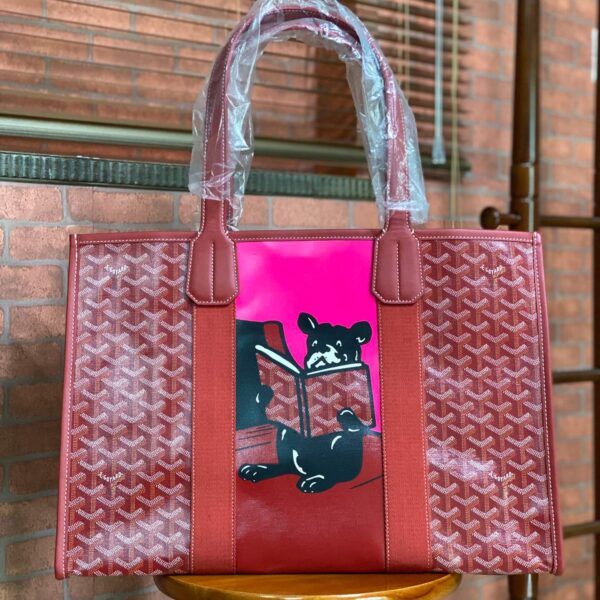 Goyard Red Chevron Print Villette Tote Bag