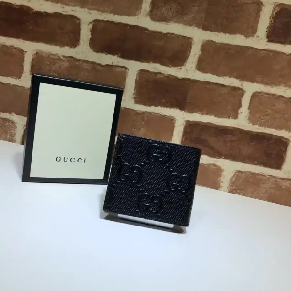 Gucci Men Premium Black GG Embossed Leather Wallet