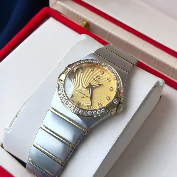 Omega Constellation Champagne Diamond Dial Yellow Gold Watch