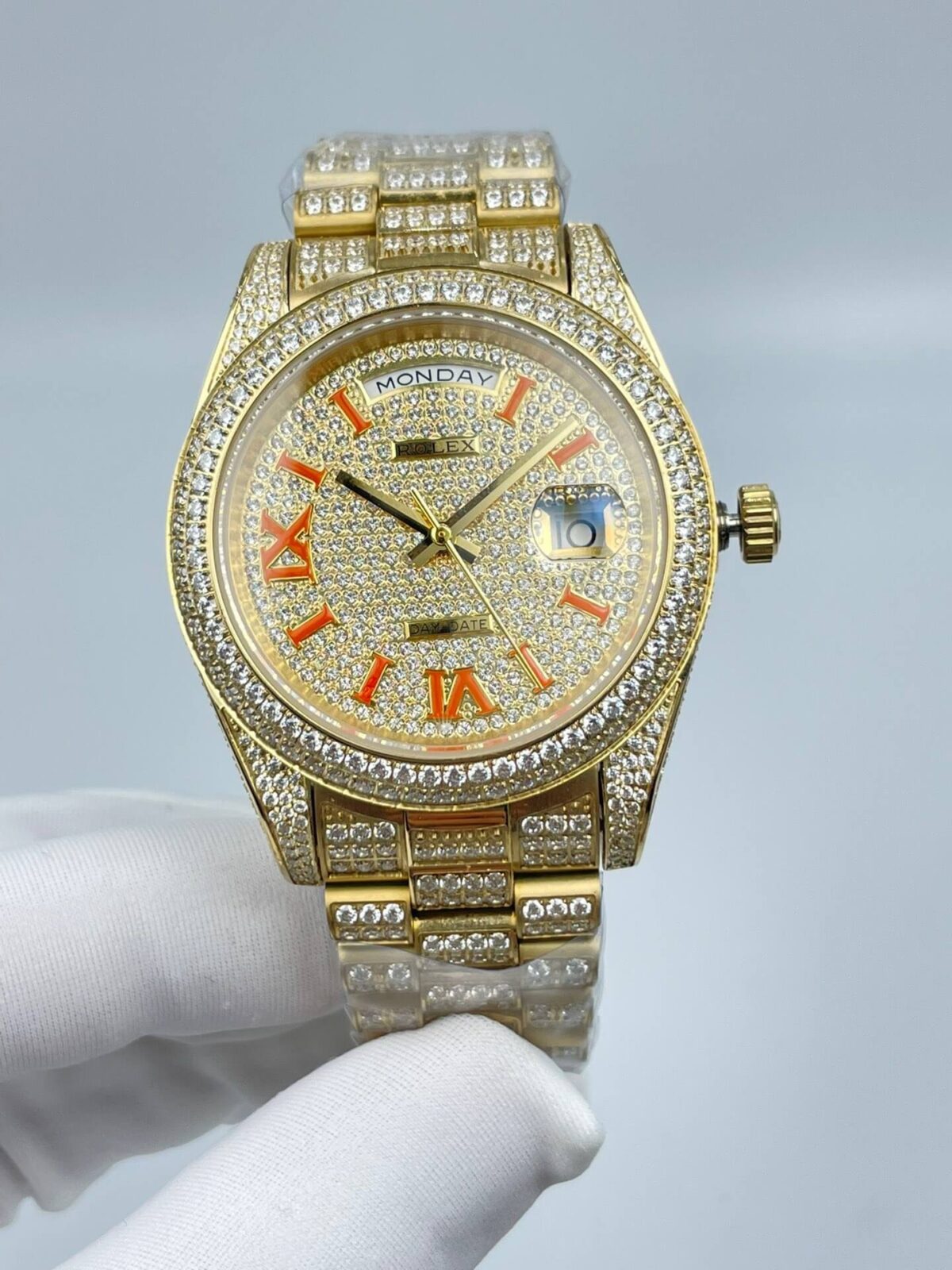 Rolex 41mm Two-Tone Day-Date Watch, Stainless Steel with Diamonds