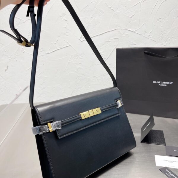 Saint Laurent Black Box Leather Small Manhattan Bag