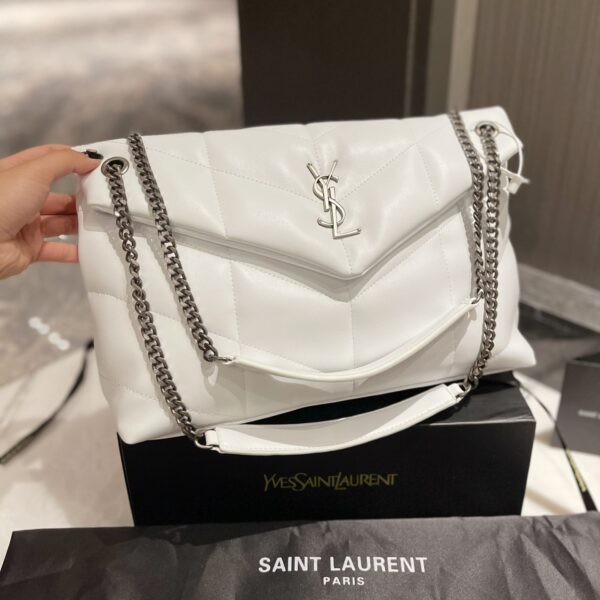 Saint Laurent Loulou Puffer Leather Shoulder White Crossbody Bag