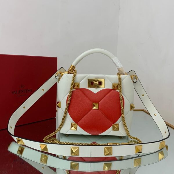 Valentino Heart Studded Plain Leather Elegant Style Crossbody Outlet