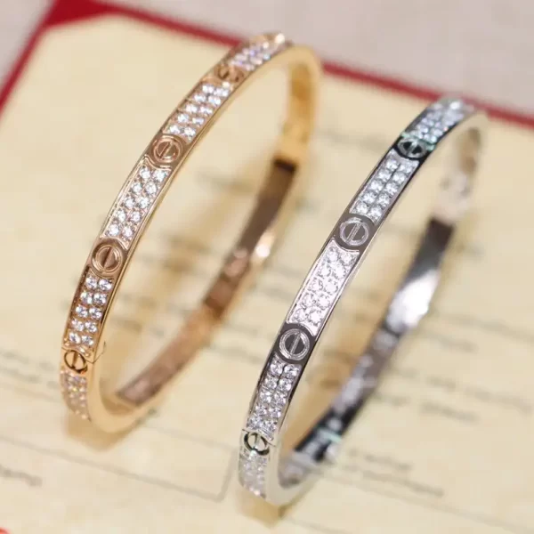 Cartier Love Bracelet Rose Gold Paved Diamonds For Ladies