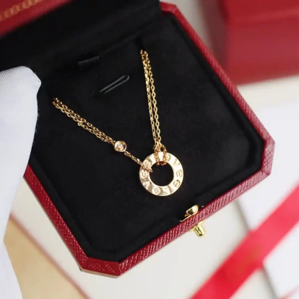 Cartier Love Rose Gold Necklace With 2 Diamonds