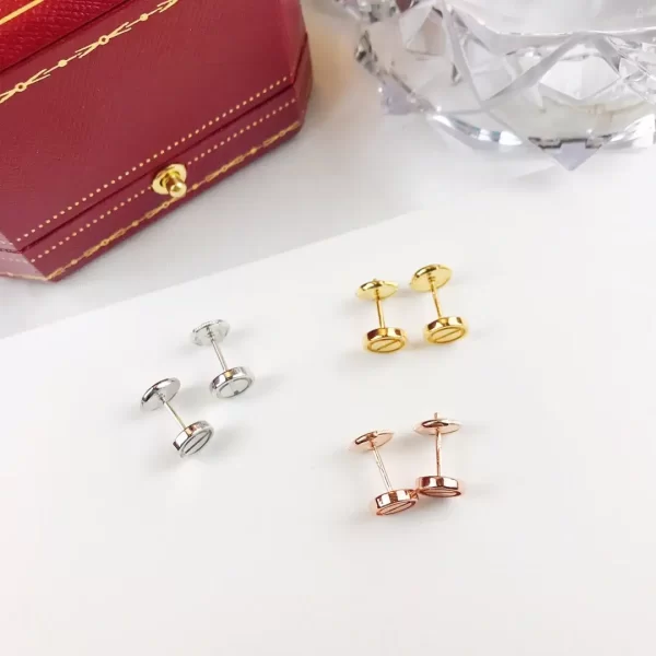 Cartier Rose Gold Plated Mini Studs Earring With Flat Round Top