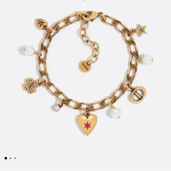 Christian Dior Frankie Convertible Gold Charm Bracelet in Multi Mix