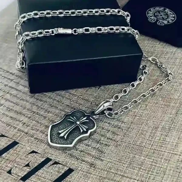 Chrome Hearts Men's Stainless Steel Pendant With Chain Cross Necklace