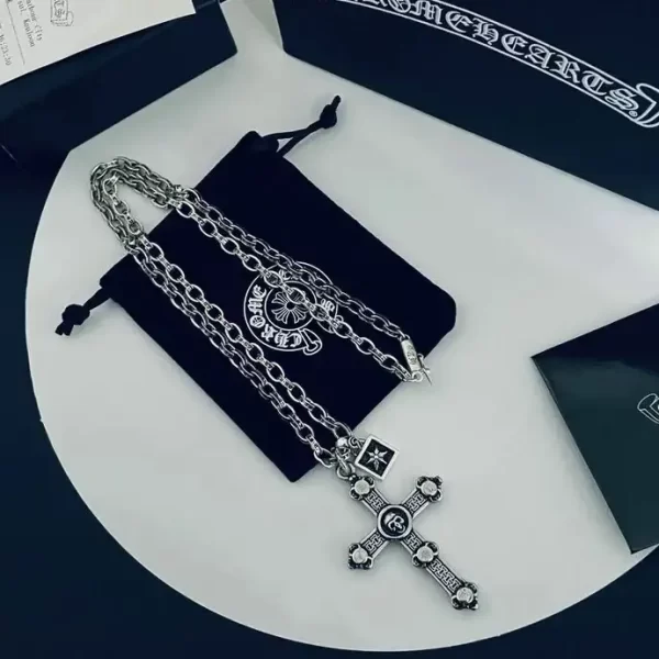 Chrome Hearts Size Silver Filig Cross-Sm W Bale Filigree Cross S Bail Necklace