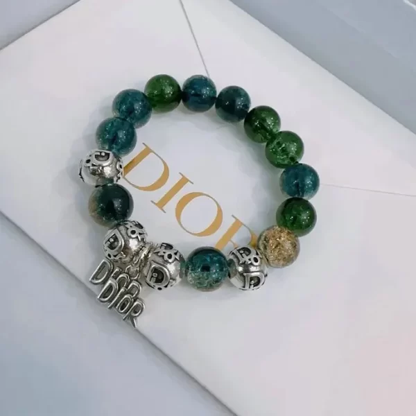 Dior Sheryl Lowe Green Gemstone Quartz Bracelet With Rondelle