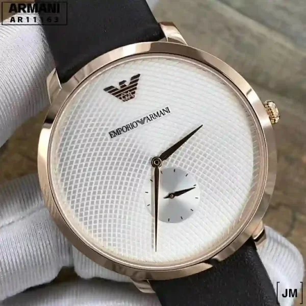 Emporio Armani Retro Silver Dial Two Tone Steel Strap Watch For Men