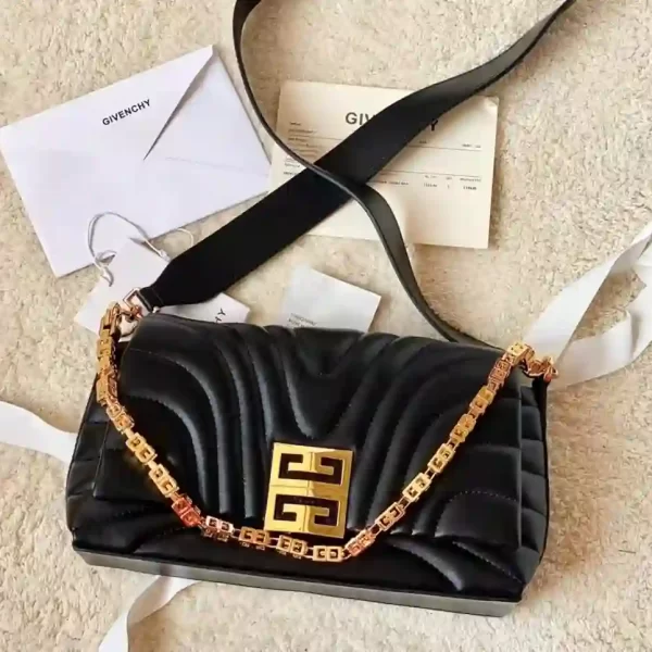 Givenchy Calfskin Quilted Small 4G Chain Shoulder Black Leather Bag