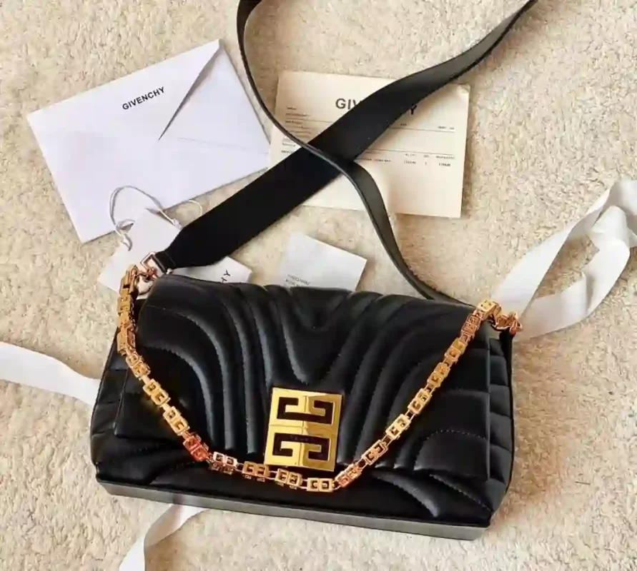 Givenchy Calfskin Quilted Small 4G Chain Shoulder Black Leather Bag