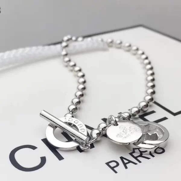 Gucci Sterling Silver Boule Chain Charm Toggle Bracelet