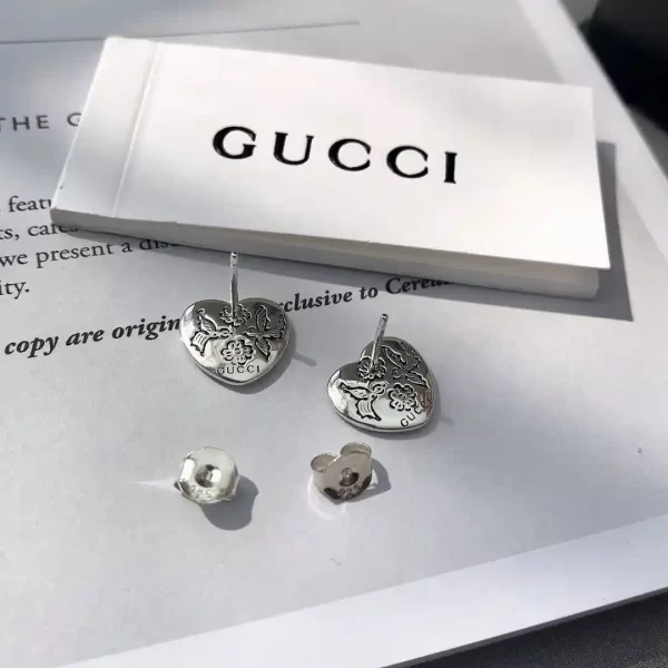 Gucci Sterling Silver Gucci Ghost Heart Earrings