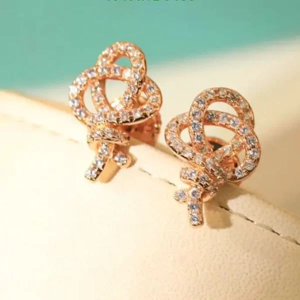 Tiffany Keys Bridal Earrings In Rose Gold With Diamonds Stud Earrings