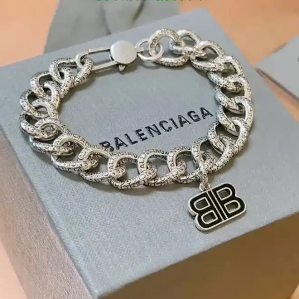 Balenciaga AuthentIc BB Bracelet In Silver Crystal Choker Unisex