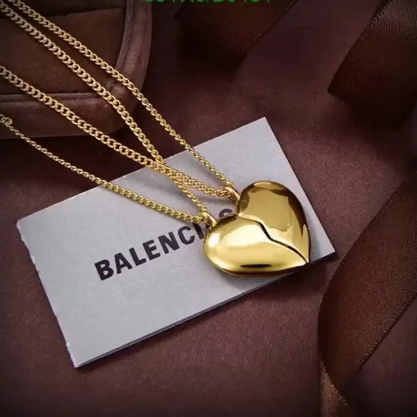 Balenciaga Gold Big Heart Pendant Titanium Steel Necklace