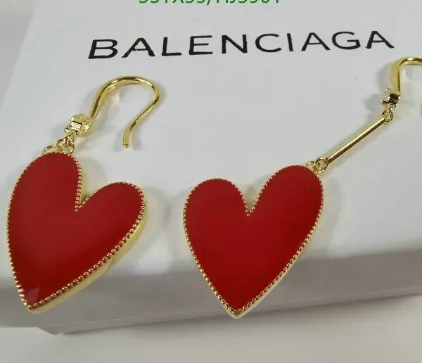 Balenciaga Love Heart Shaped Red Drop Earrings Studs