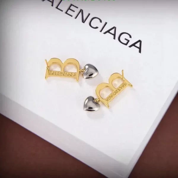 Balenciaga Plating B Gold Luxury Chain Xs Crystal Earrings