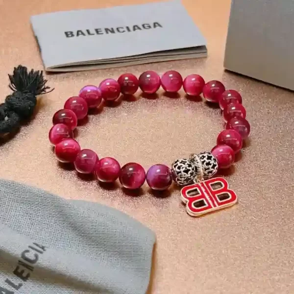 Balenciaga Rose Pink Tiger Eye Bracelet Round