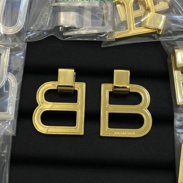 Balenciaga XL Hourglass Earrings in Gold Aluminium And Brass