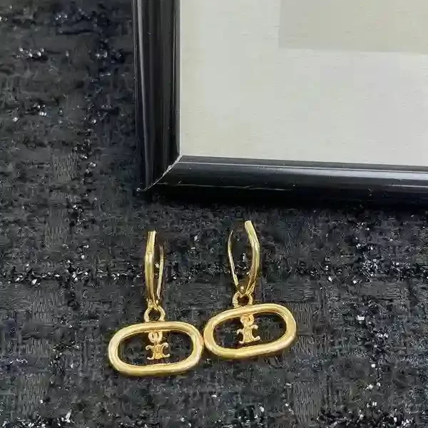 Celine Women Maillon Triomphe Mobile Earrings in Brass With Gold Finish