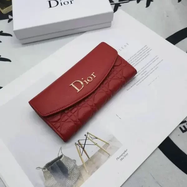 Christian Dior Classic Red Long Leather Wallet