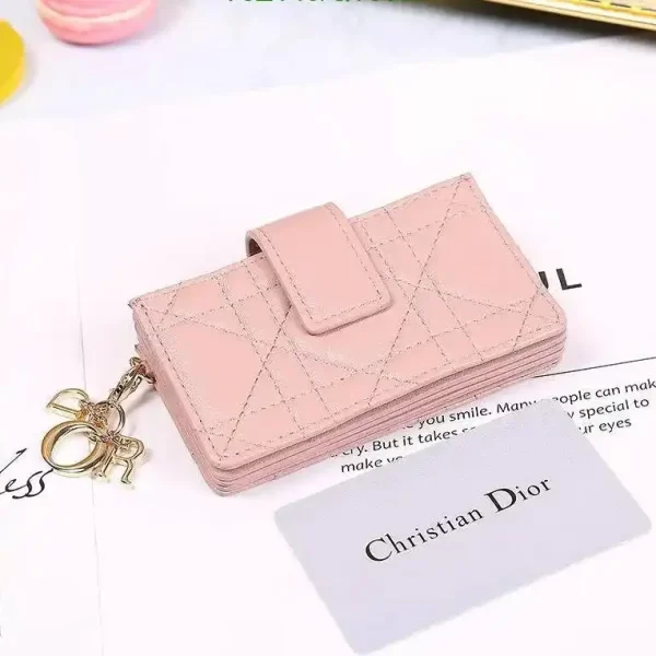 Christian Dior Pink Cannage Patent Leather Lady 5 Gusset Card Holder