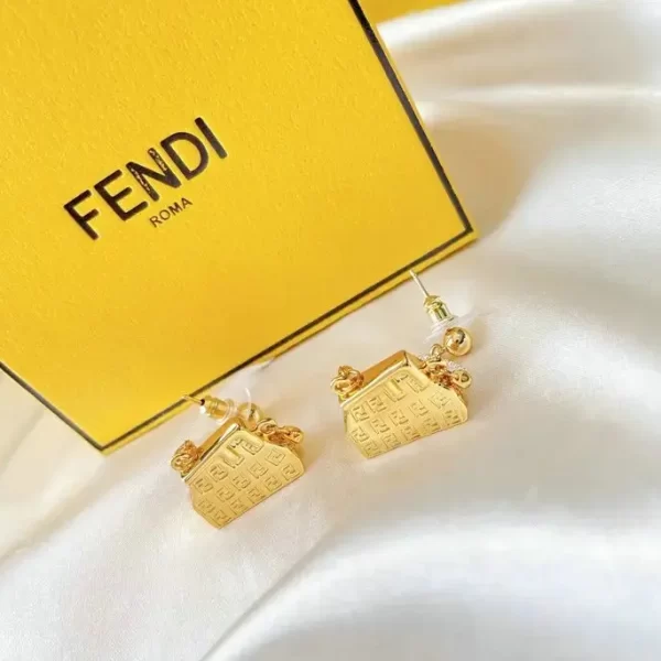 Fendi Forever Bag Shaped Tassel Gold Earrings