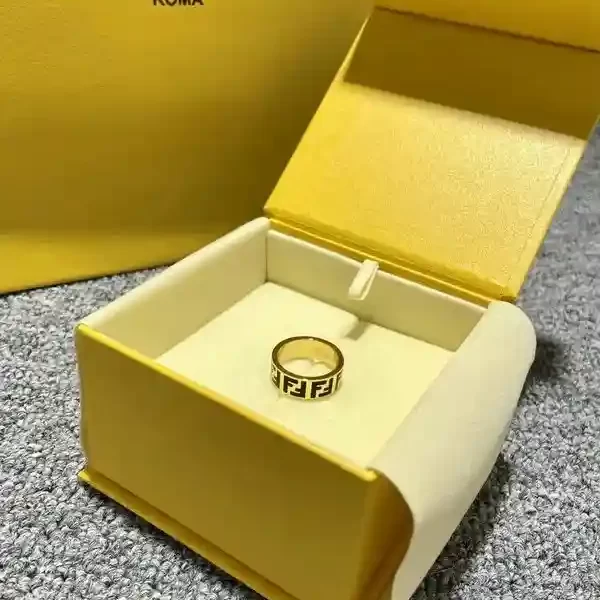 Fendi Forever Fendi Enamel Gold Tone Band Ring